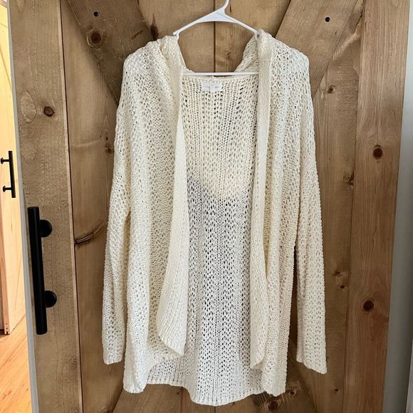 LOU & GREY || Cream Long Heavy Cardigan With Hood - Picture 1 of 3